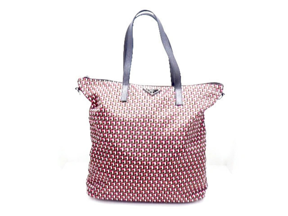 Prada tote bag Khaki Green pink white brown leather